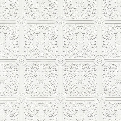 product image for Nico White Tin Ceiling Square Paintable Wallpaper by Brewster Home Fashions 63