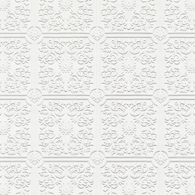 media image for Nico White Tin Ceiling Square Paintable Wallpaper by Brewster Home Fashions 215