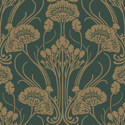 product image for Nouveau Damask Wallpaper in Green and Gold from the Deco Collection by Antonina Vella for York Wallcoverings 71
