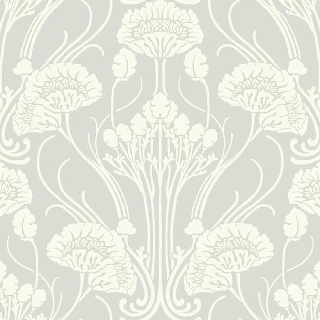 media image for Nouveau Damask Wallpaper in Grey and Ivory from the Deco Collection by Antonina Vella for York Wallcoverings 236