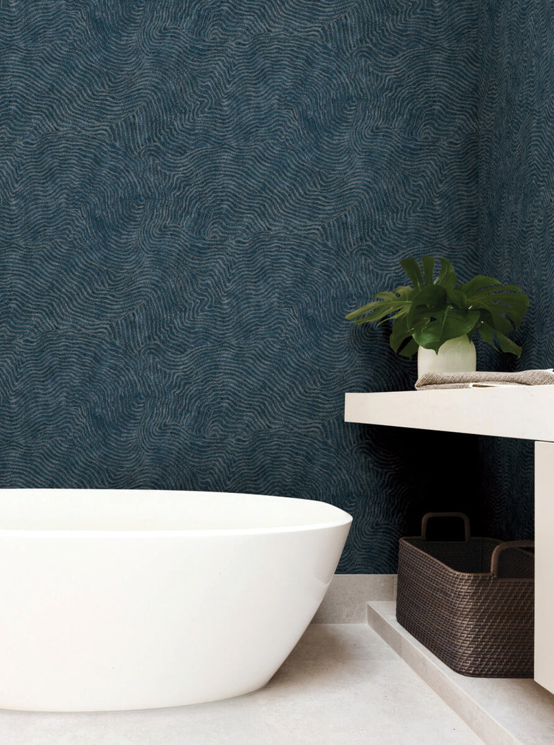 media image for Modern Wood Wallpaper in Indigo 293