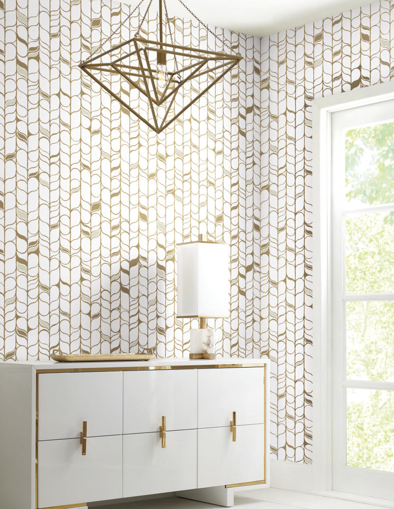 media image for Perfect Petals Wallpaper in White/Gold by Candice Olson for York Wallcoverings 296