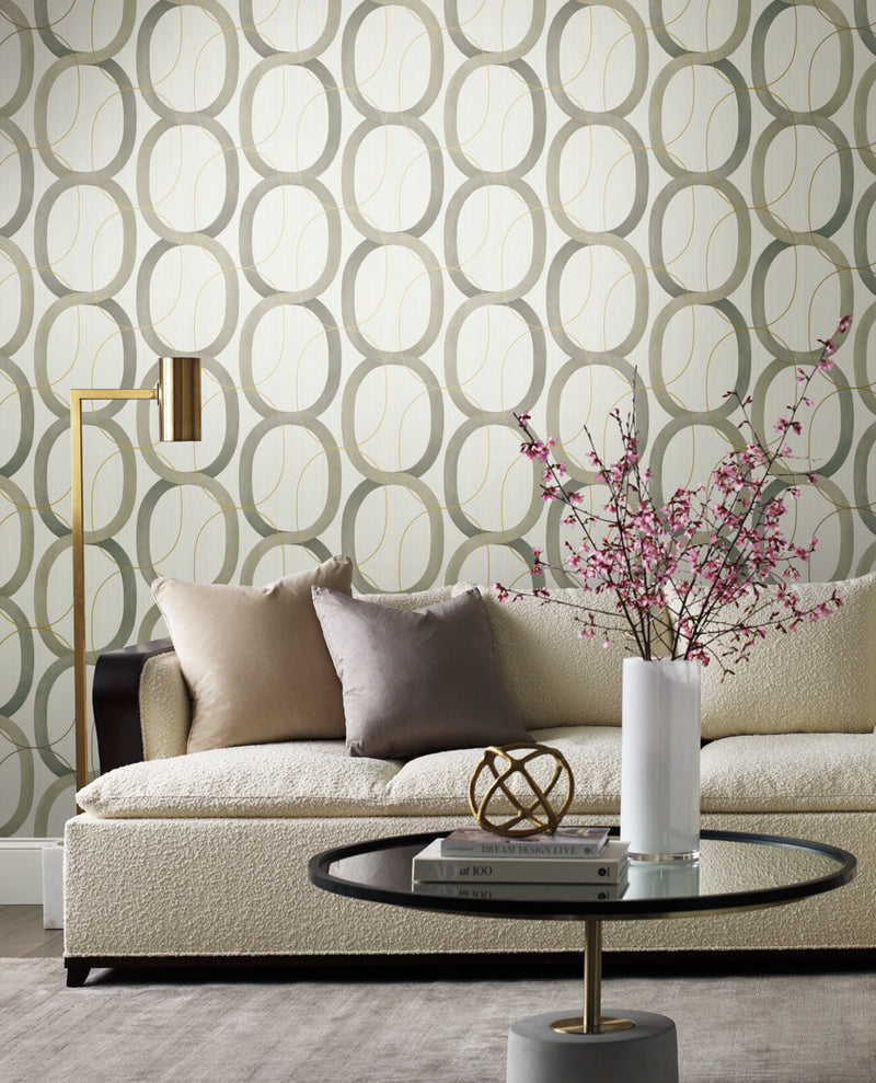 media image for Interlock Wallpaper in Taupe by Candice Olson for York Wallcoverings 274
