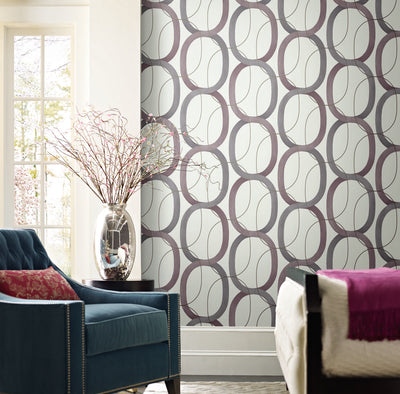 product image for Interlock Wallpaper in Plum by Candice Olson for York Wallcoverings 17