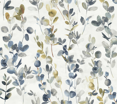 product image of sample joyful eucalyptus wallpaper in navy by candice olson for york wallcoverings 1 597