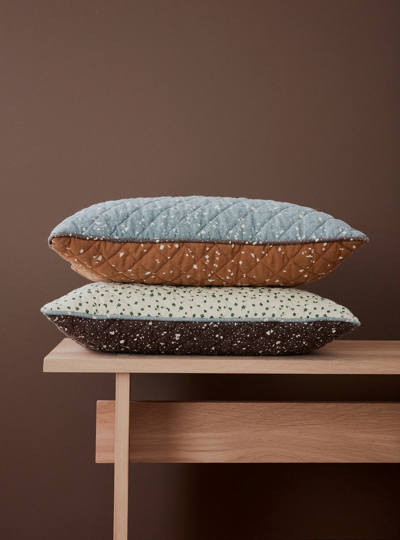 media image for quilted aya cushion caramel blue by oyoy 3 27
