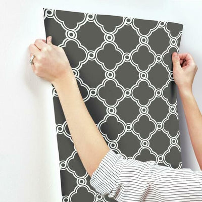 product image for Open Trellis Wallpaper in Grey from the Silhouettes Collection by York Wallcoverings 30