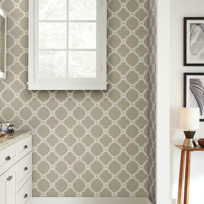 product image for Open Trellis Wallpaper in Taupe from the Silhouettes Collection by York Wallcoverings 87