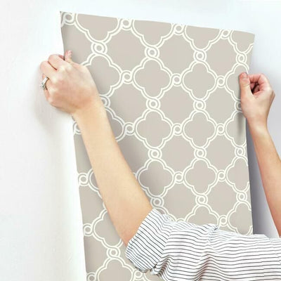 product image for Open Trellis Wallpaper in Taupe from the Silhouettes Collection by York Wallcoverings 85