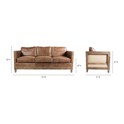 product image for Darlington Sofa Grazed Brown Leather 10 96