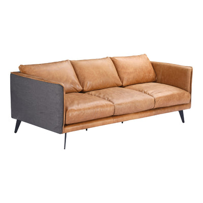 product image for Messina Leather Sofa Cigare Tan Leather 4 36