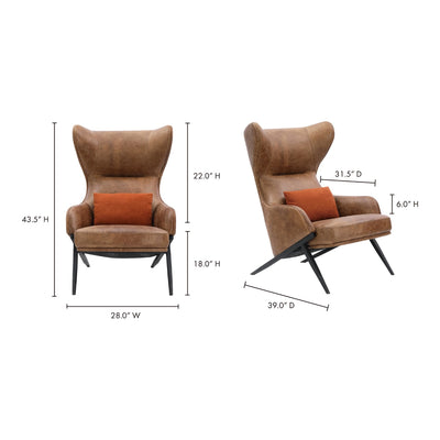 product image for Amos Leather Accent Chair Open Road Brown Leather 8 43