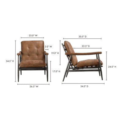 product image for Shubert Accent Chair Open Road Brown Leather 9 52