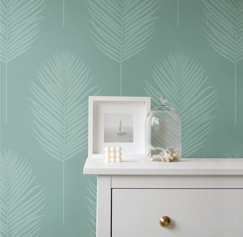 media image for Palm Leaf Paintable Peel & Stick Wallpaper in Off-White 219