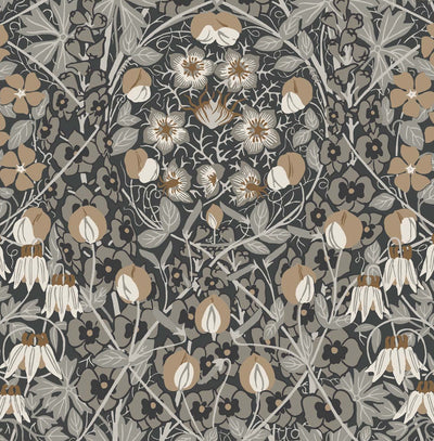 product image of Tulip Garden Prepasted Wallpaper Wrought Iron & Chamois by Seabrook 52