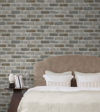 product image for Washed Faux Brick Prepasted Wallpaper Neutral by Seabrook 18