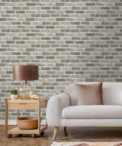 product image for Washed Faux Brick Prepasted Wallpaper Neutral by Seabrook 52