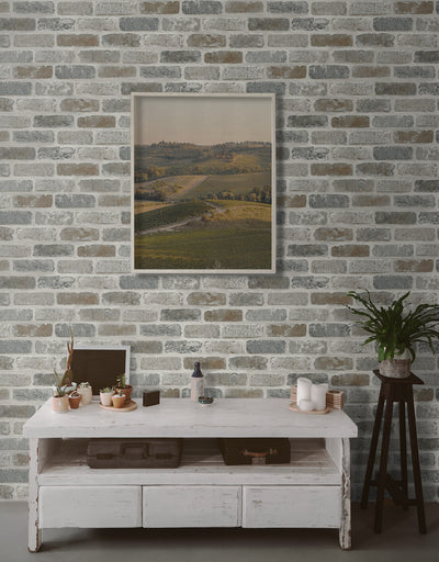 product image for Washed Faux Brick Prepasted Wallpaper Neutral by Seabrook 7