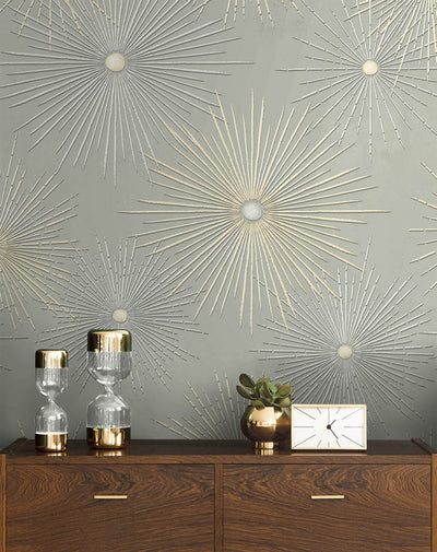 product image for Starburst Geo Prepasted Wallpaper in Smoke 6