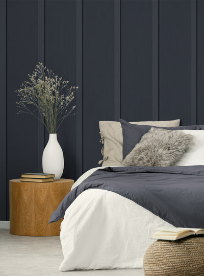 product image for Faux Board and Batten Prepasted Wallpaper in Dark Blue by Seabrook 22