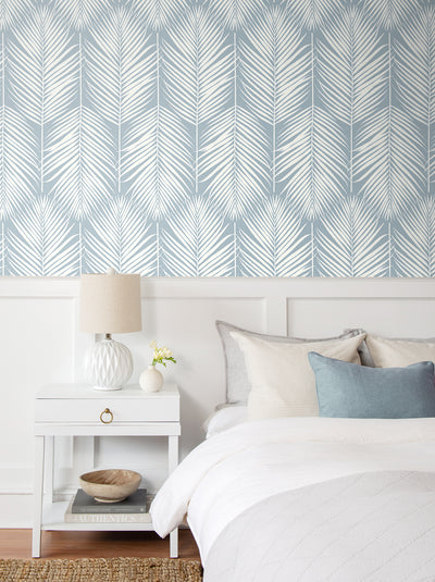 product image for Palm Silhouette Prepasted Wallpaper in Light Blue by Seabrook 6