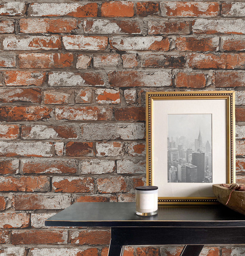 media image for Tailor Faux Brick Prepasted Wallpaper in Spiced Ginger 226