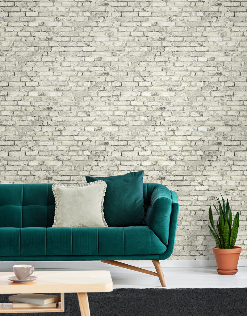 media image for Tailor Faux Brick Prepasted Wallpaper in Antique Plaster 226