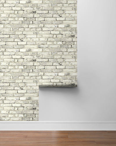 product image for Tailor Faux Brick Prepasted Wallpaper in Antique Plaster 12