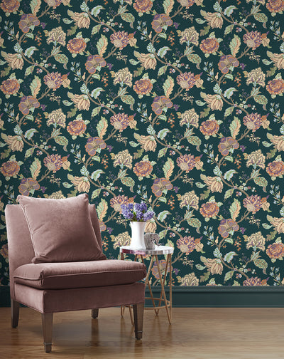 product image for Lana Jacobean Wallpaper in Victorian Jade 97