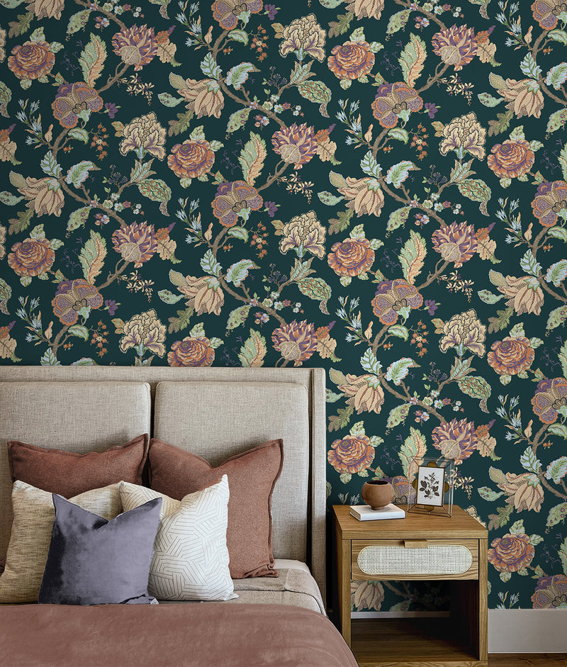 media image for Lana Jacobean Wallpaper in Victorian Jade 299