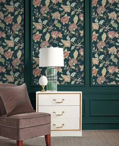 product image for Lana Jacobean Wallpaper in Victorian Jade 90