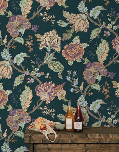 product image for Lana Jacobean Wallpaper in Victorian Jade 64