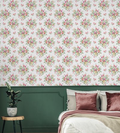 product image for Floral Bouquet Prepasted Wallpaper in Watermelon & Buttercup 4