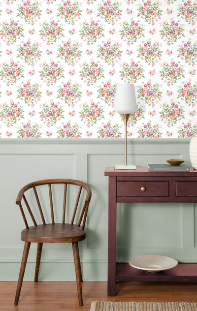 product image for Floral Bouquet Prepasted Wallpaper in Watermelon & Buttercup 70