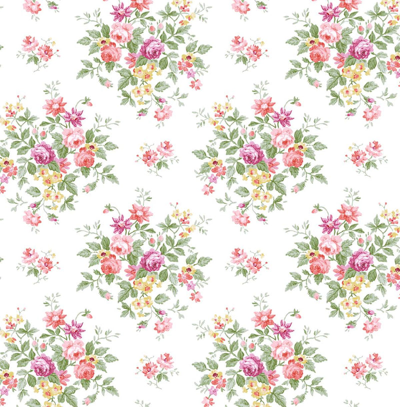 media image for Floral Bouquet Prepasted Wallpaper in Watermelon & Buttercup 226