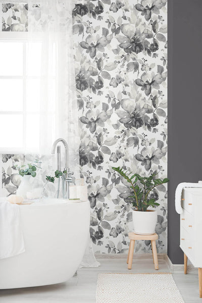 product image for Watercolor Garden Wallpaper in Inkwell 61