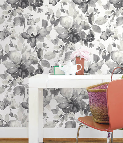 product image for Watercolor Garden Wallpaper in Inkwell 63