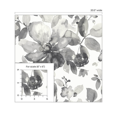 product image for Watercolor Garden Wallpaper in Inkwell 5