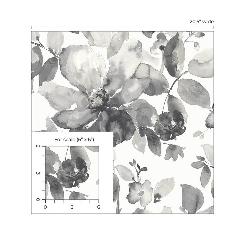 media image for Watercolor Garden Wallpaper in Inkwell 279