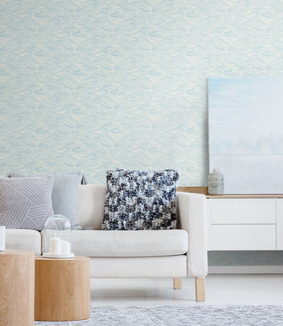 product image for Seaside Waves Wallpaper in Blue Oasis 38