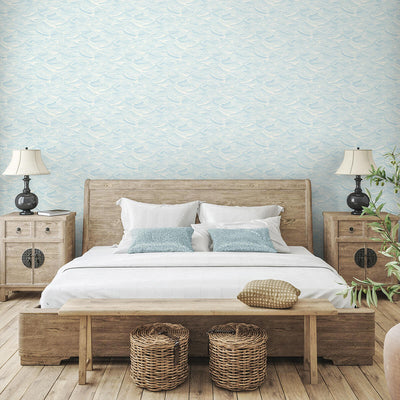 product image for Seaside Waves Wallpaper in Blue Oasis 88