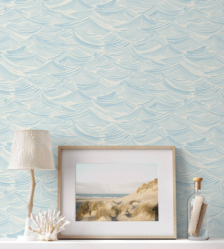 media image for Seaside Waves Wallpaper in Blue Oasis 222