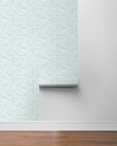 product image for Seaside Waves Wallpaper in Blue Oasis 16