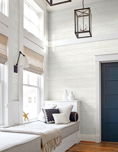 product image for Coastal Faux Shiplap Wallpaper in Alabaster 46