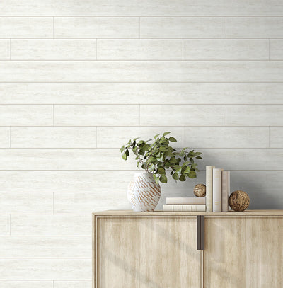 product image for Coastal Faux Shiplap Wallpaper in Alabaster 83