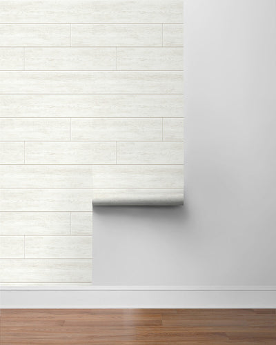 product image for Coastal Faux Shiplap Wallpaper in Alabaster 87