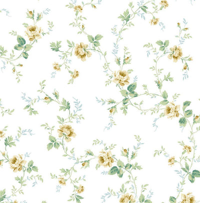 product image of Meadow Floral Trail Wallpaper in Wheatfield & Sage 563