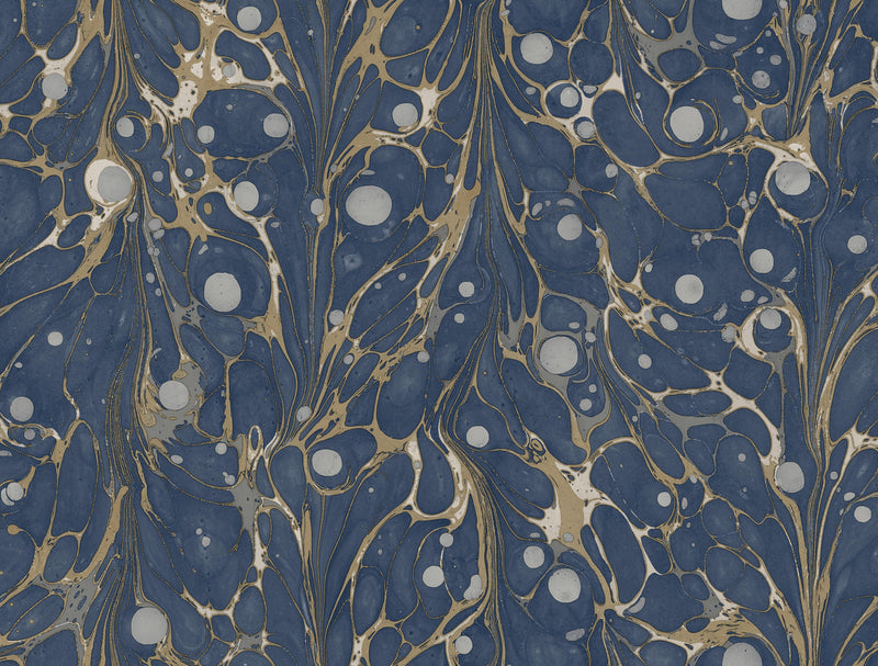 media image for Marbled Endpaper Peel & Stick Wallpaper in Navy by York Wallcoverings 259