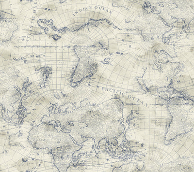 product image of Coastal Map Peel & Stick Wallpaper in Blue/Beige by York Wallcoverings 551