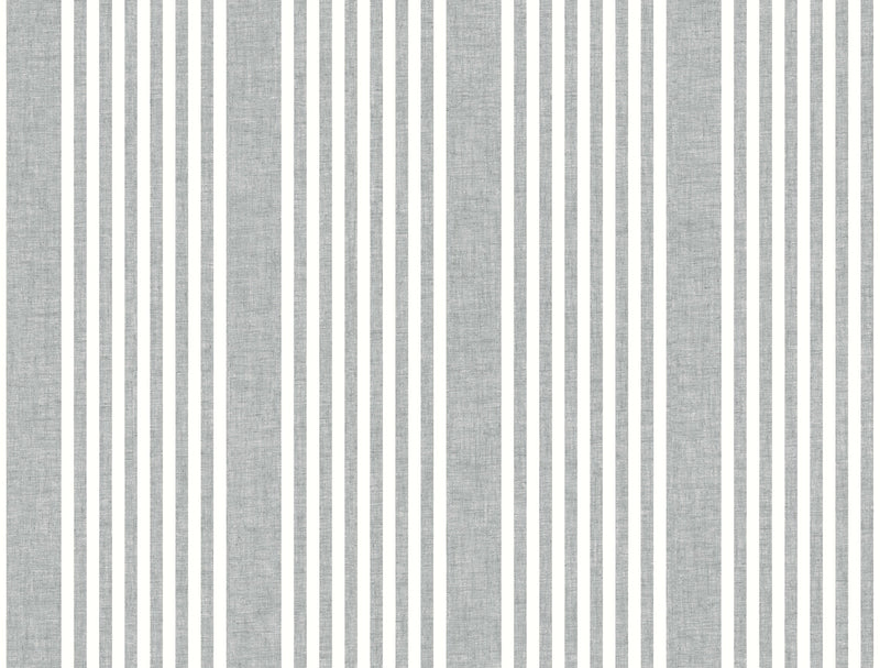 media image for French Linen Stripe Peel & Stick Wallpaper in Grey by York Wallcoverings 27